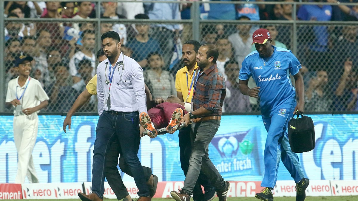 Evin Lewis however was injured while fielding and had to be stretchered off.