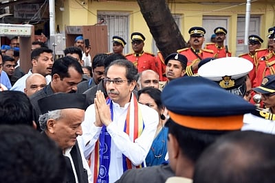 Mumbai: Maharashtra Governor B.S. Koshyari and Chief Minister Uddhav Thackeray arrive to pay tributes to Dr B.R. Ambedkar on his 64th death anniversary commemorated as Mahaparinirvan Diwas, in Mumbai on Dec 6, 2019. (Photo: IANS)
