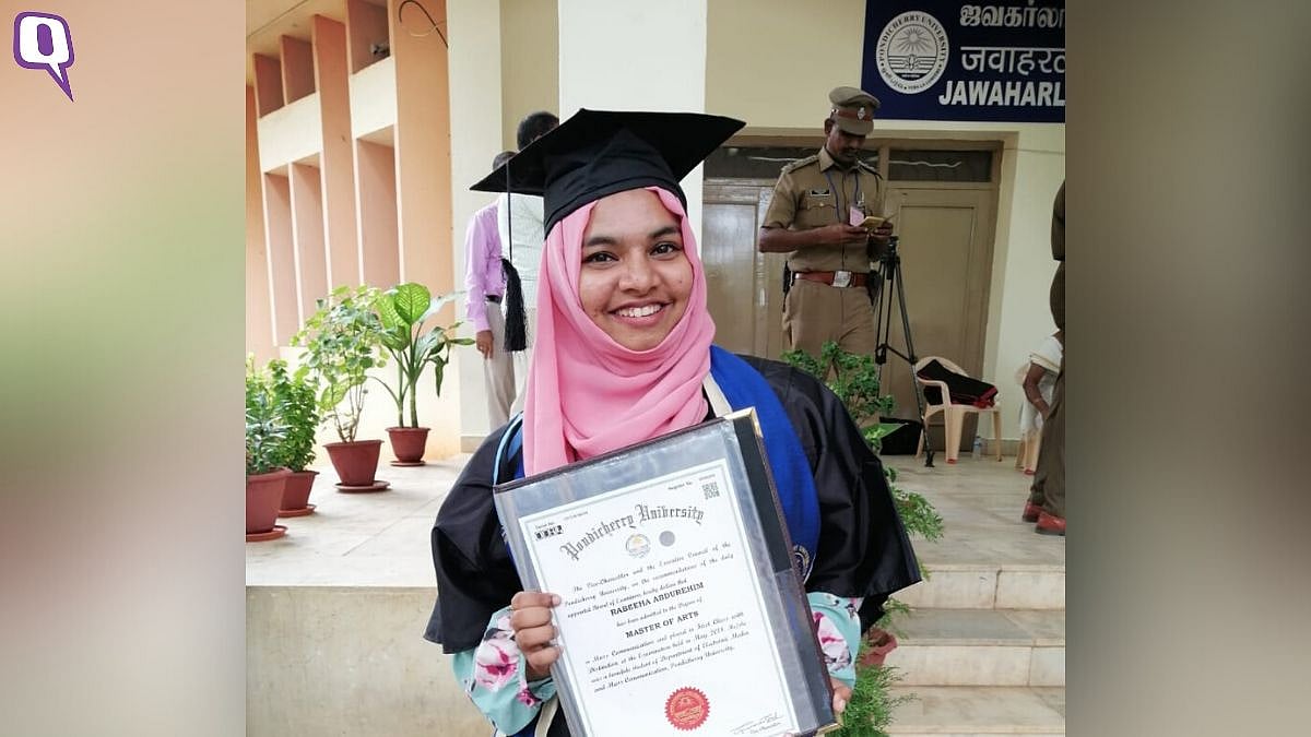 Rabeeha Abdurehim rejected her gold medal at Pondicherry University to show her solidarity with the students protesting against CAA and NRC.