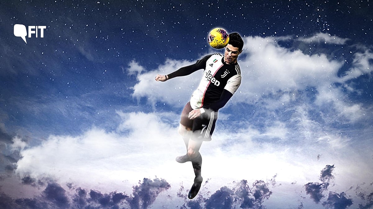 Defying gravity, the Portugal legend jumped almost 2.6 meters in the air and stayed there for 1.5 seconds.