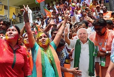 Bengaluru: BJP workers celebrate after Karnataka
