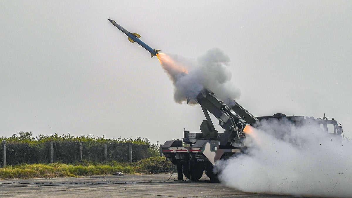 Quick Reaction Surface to Air Missile (QRSAM) system developed by Defence Research and Development Organisation (DRDO) being flight-tested from Integrated Test Range at Chandipur in Baleswar district of Odisha.