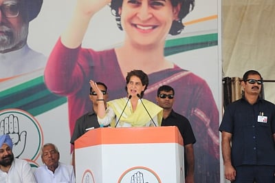 Bhatinda: Congress leader Priyanka Gandhi Vadra addresses during a party rally in Bhatinda, Punjab on May 14, 2019. (Photo: IANS)