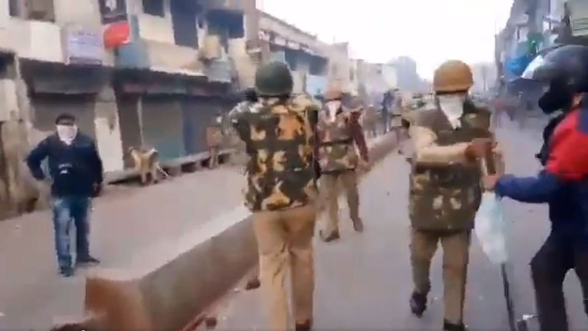 A screengrab of the video, purportedly from UP’s Kanpur, taken during the anti-CAA protests.