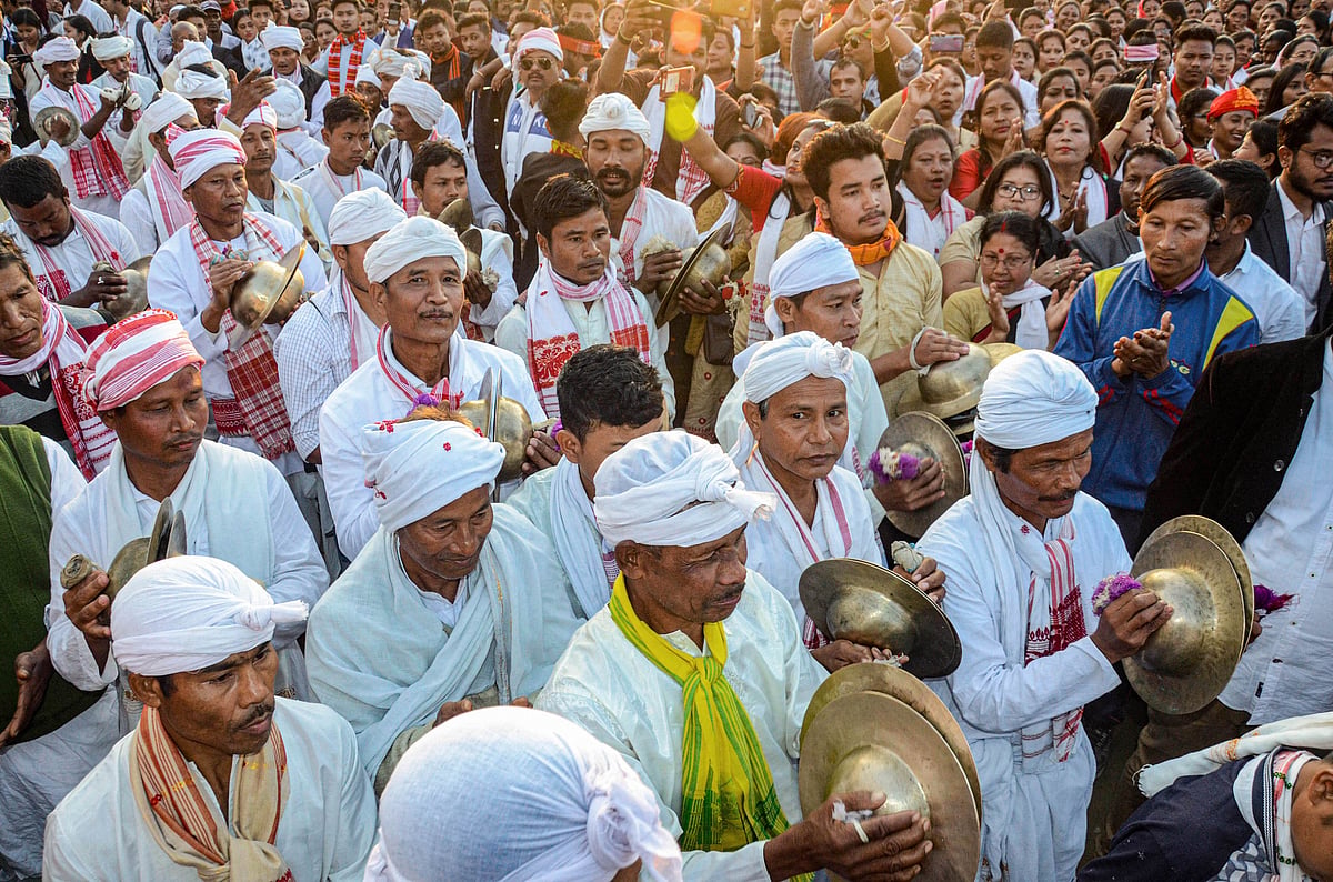 All Assam Students Union (AASU) supporters stage a protest rally against the amended Citizenship Act, in Dibrugarh in December.