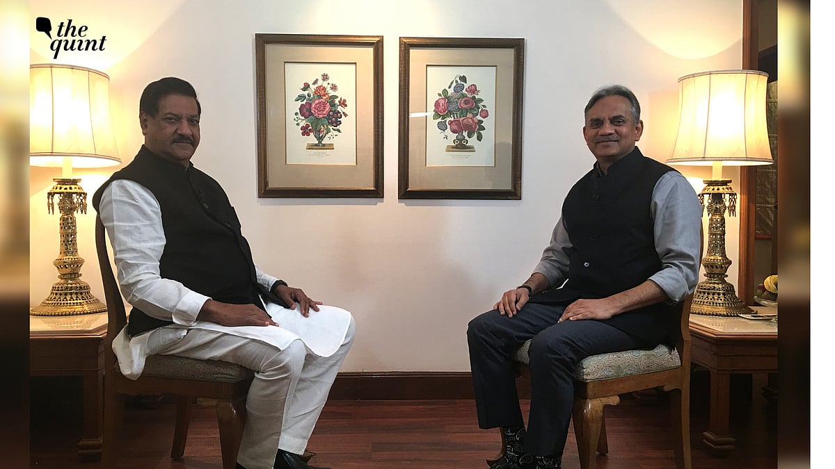 Former Chief Minister Prithviraj Chavan with The Quint’s Sanjay Pugalia.