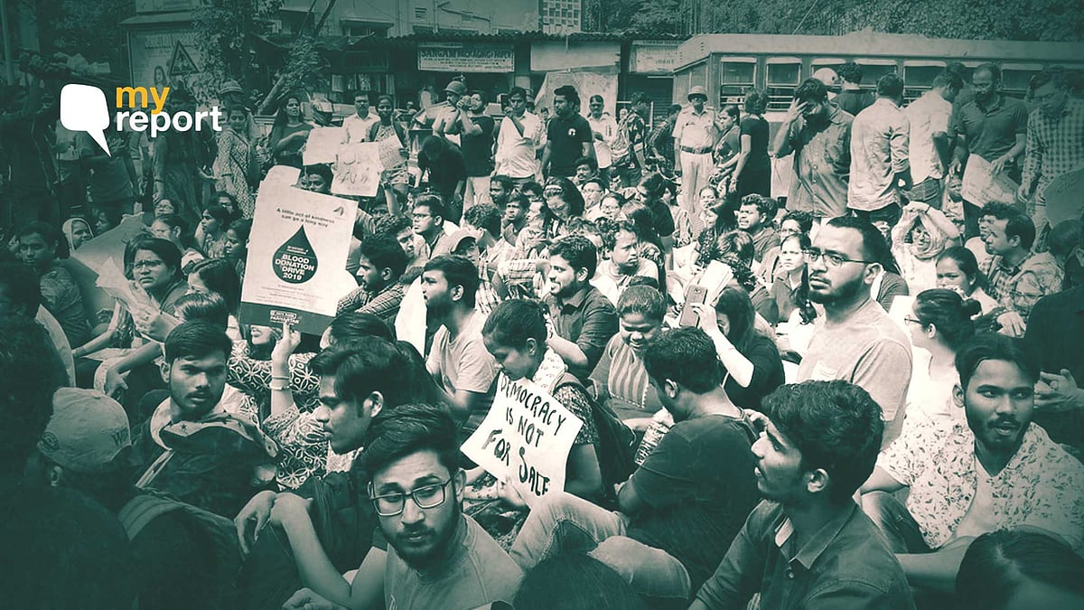 Amid chants of ‘Jai Bhim’ and ‘Azaadi’, several students expressed their dissatisfaction with brute force used by the police.