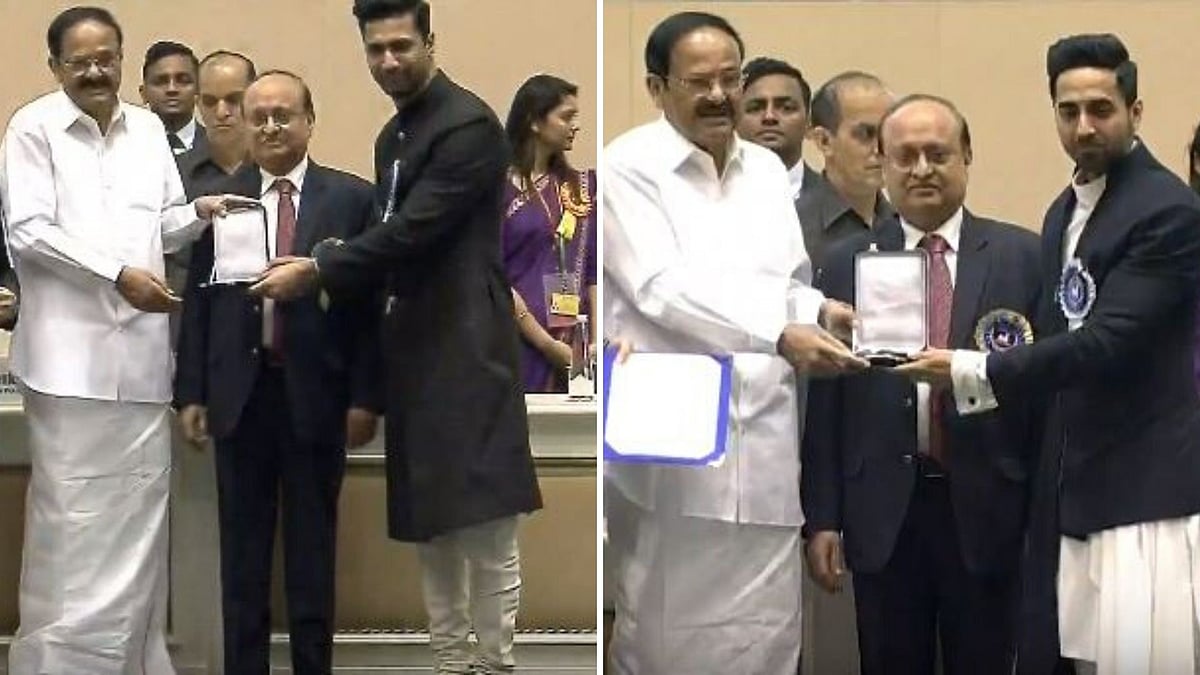66th National Film Awards Winners List 2019: Ayushmann Khurrana and Vicky Kaushal at the 66th National Film Awards.