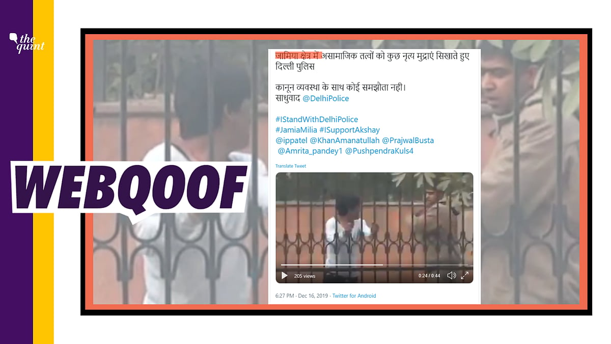 Screenshot of the post which shared the old video of cops thrashing a man.