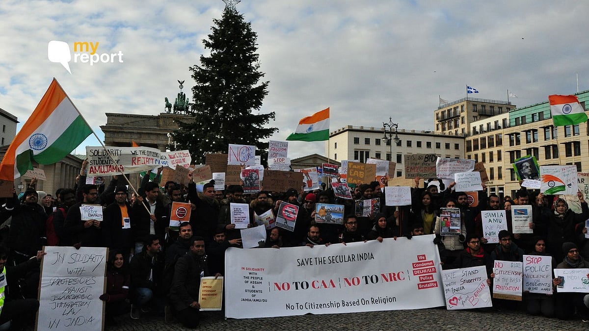 Indians in Berlin protest against the Citizenship Amendment Act. 