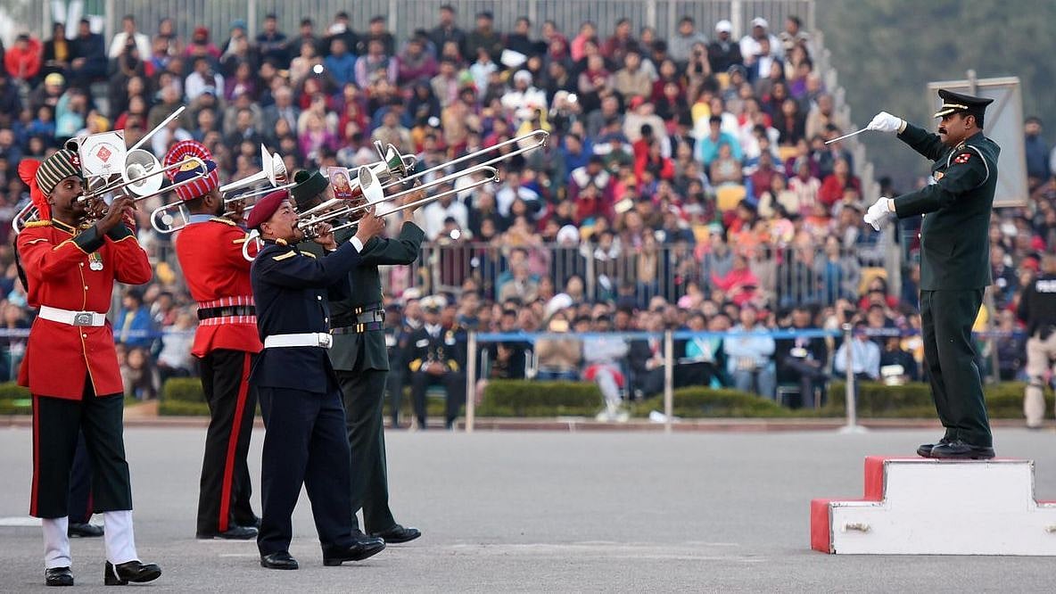 A file photo of the Beating Retreat rehearsal ceremony at Vijay Chowk in New Delhi.