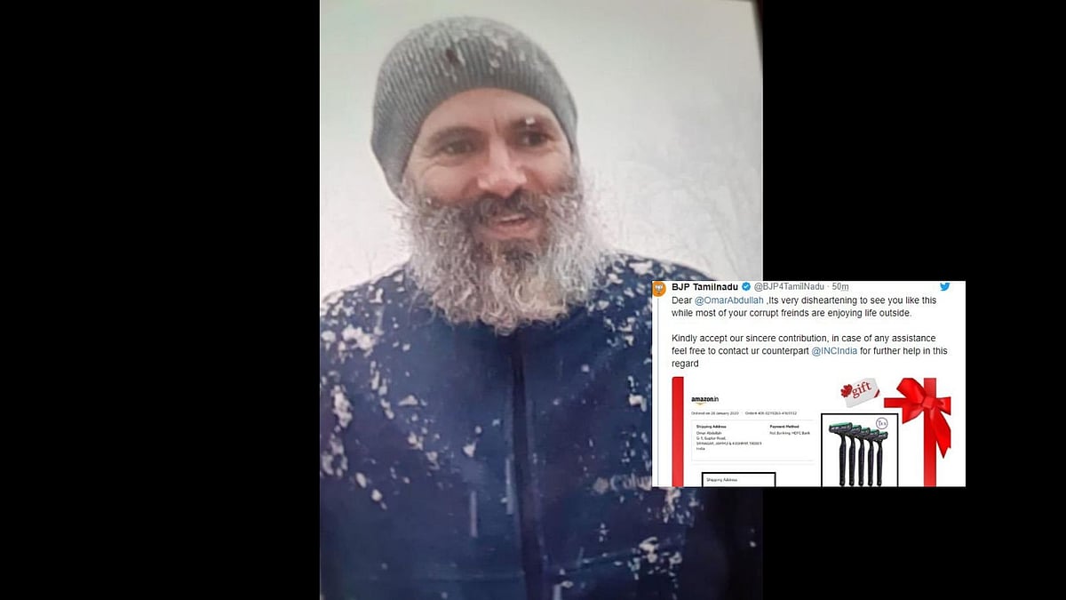 BJP Tamil Nadu’s official Twitter handle took a dig at the former J&amp;K CM’s dishevelled appearance, a photo of which had gone viral.&nbsp;