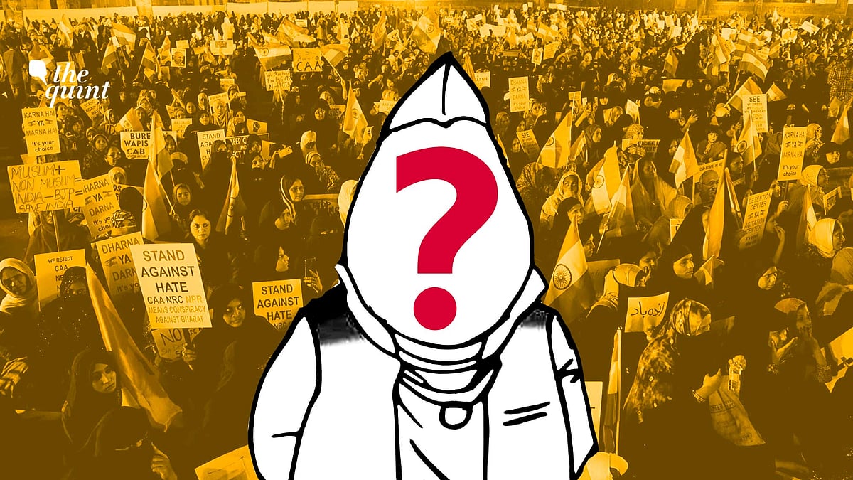 Image of anti-CAA protests (background) and a neta used for representational purposes.