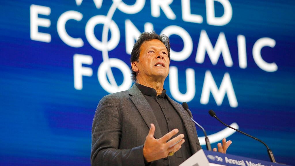 Pakistan’s Prime Minister Imran Khan addresses the World Economic Forum in Davos, Switzerland, Wednesday, 22 January 2020