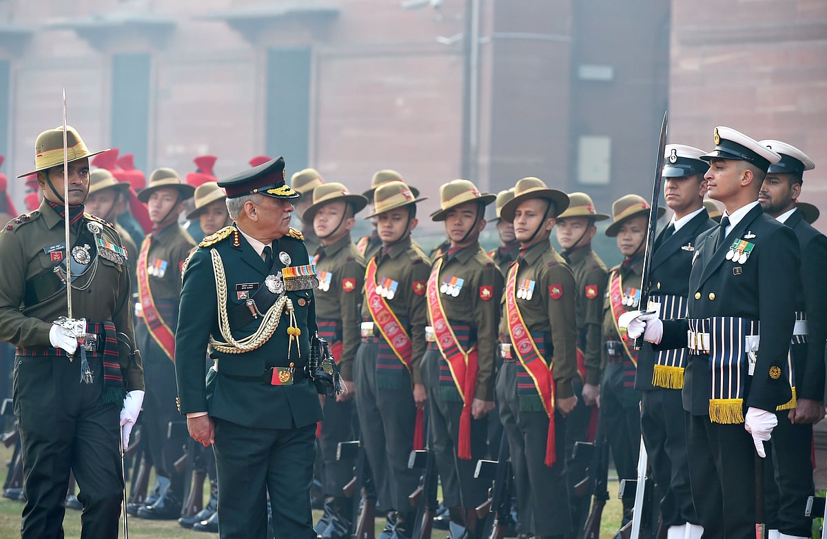 Indias first Chief of Defence Staff (CDS) Gen Bipin Rawat inspects the Guard of Honour at South Block lawns in New Delhi.
