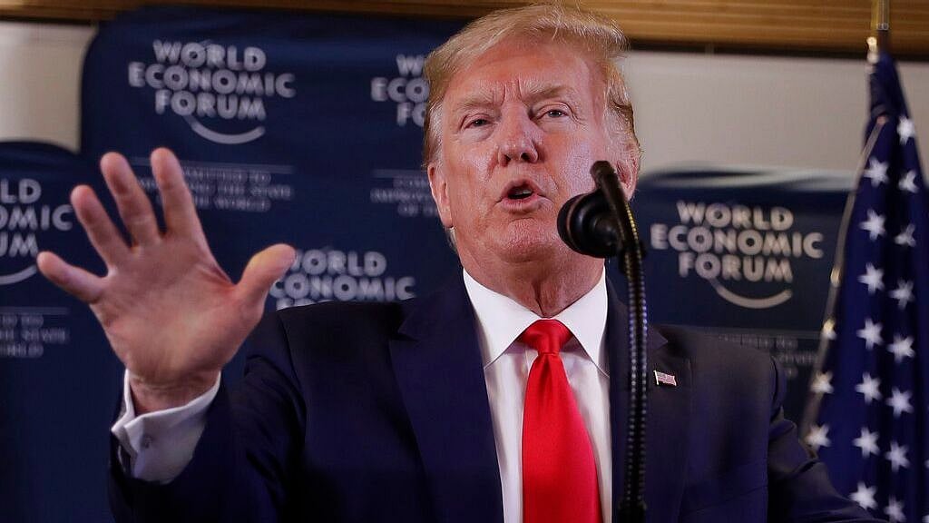 US President Donald Trump speaks during a news conference at the World Economic Forum in Davos, Switzerland, Wednesday, 22 January 2020.