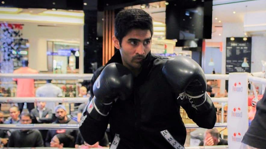 Vijender Singh during a training session.&nbsp;