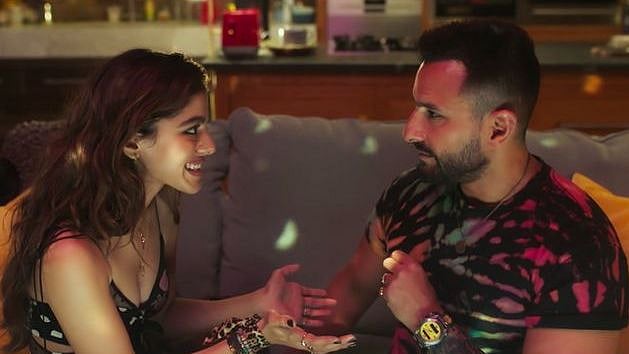 Alaya F and Saif Ali Khan in a still from <i>Jawaani Jaaneman</i>.