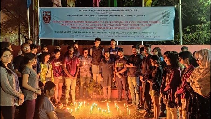 Students of the National Law University in Bengaluru protest in solidarity with Jawaharlal Nehru University students