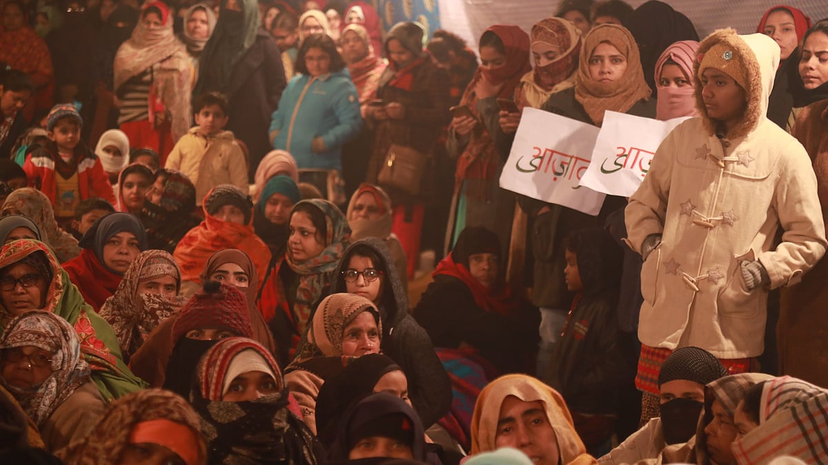 Women usher in the new year protesting against CAA and NRC at Shaheen Bagh, in Delhi.