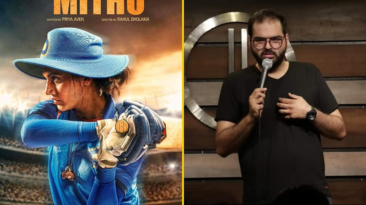 A poster for Mithali Raj biopic <i>Shabaash Mithu</i>; Comedian Kunal Kamra