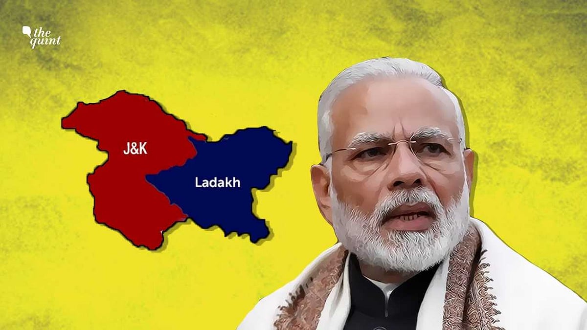 Image of new map of J&amp;K post bifurcation &amp; PM Modi used for representational purposes.