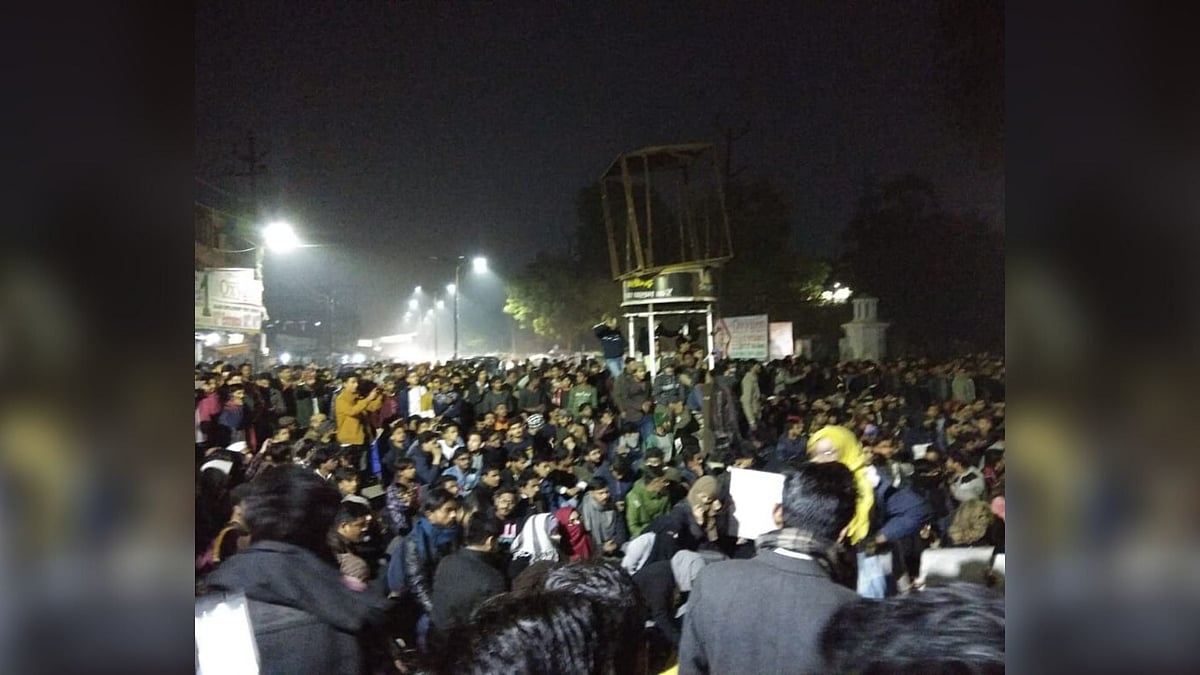 Students protested outside the AMU campus, seeking immediate release of those detained.