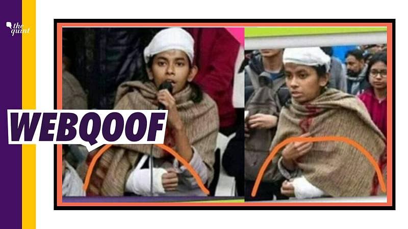 A viral image falsely claims that JNUSU President Aishe Ghosh faked her injury.