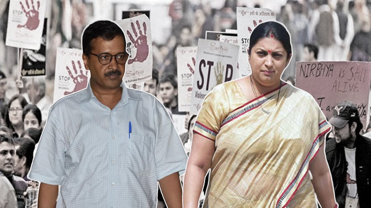 Delhi CM Arvind Kejriwal and Union Minister Smriti Irani