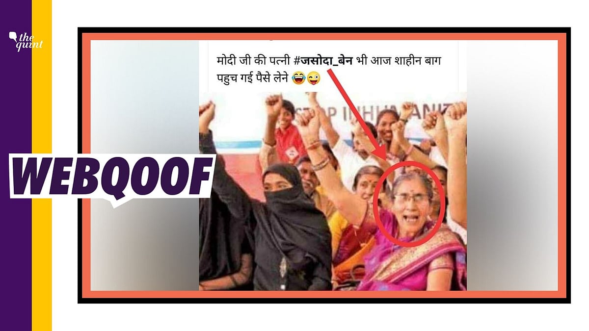 This picture is not from the ongoing protests but from 2016 where Jashodaben had joined members of an NGO on a day-long hunger strike to demand a halt to demolitions of slums in Mumbai during the monsoon.