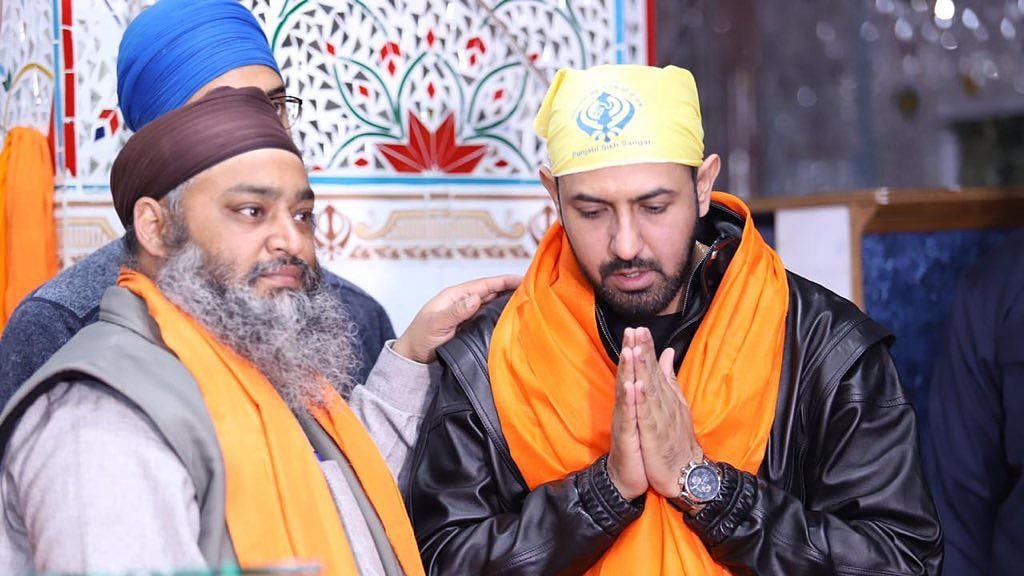 Punjabi actor Gippy Grewal at Gurdwara Panja Sahib in Hasan Abdal near Attock, Pakistan.