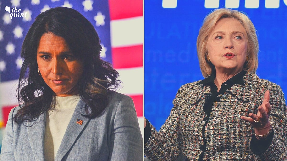 Tulsi Gabbar (left) has filed a defamation case against former Secretary of State Hillary Clinton.