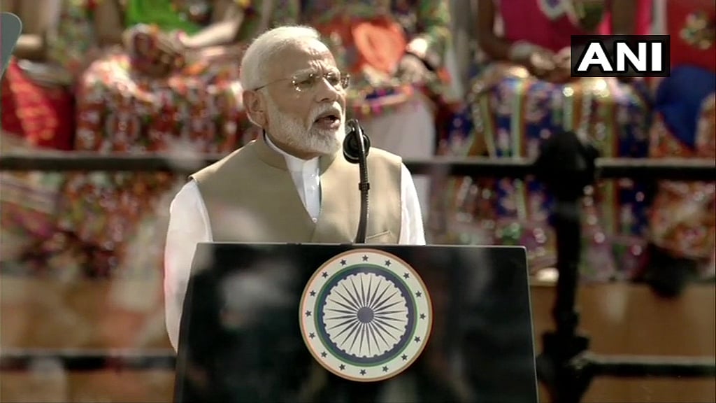 PM Modi welcomes US President Donald Trump at the Motera stadium in Ahmedabad, Gujarat.