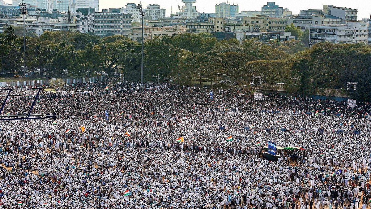 Tens of thousands of protesters gathered at Mumbai’s Azad Maidan on 15 February, to register their disapproval against CAA-NRC-NPR.