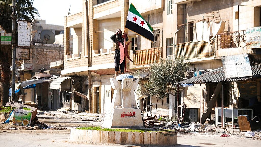Turkish backed Syrian rebels enter the own of Saraqeb, in Idlib province, Syria, Thursday, 27 February.