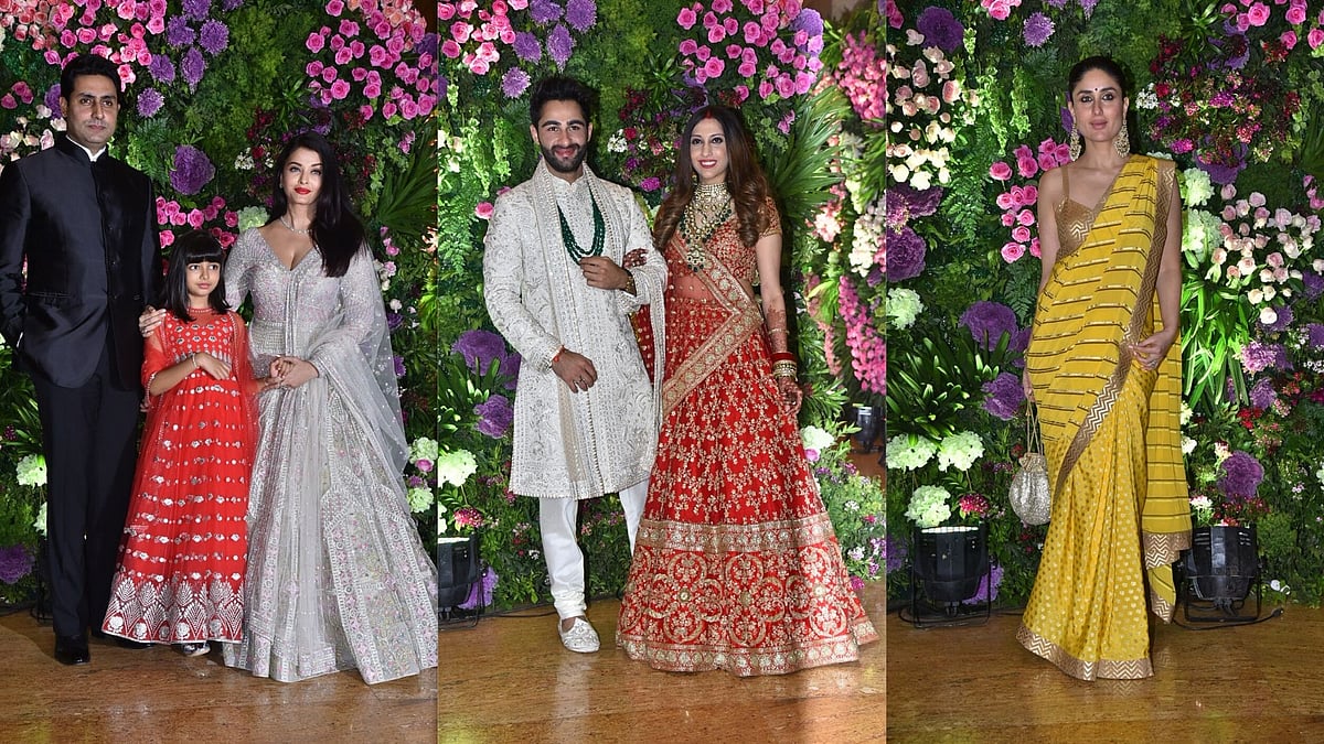 Aishwarya Rai Bachchan with Abhishek and Aaradhya, Armaan Jain and his wife Anissa Malhotra, Kareena Kapoor.&nbsp;