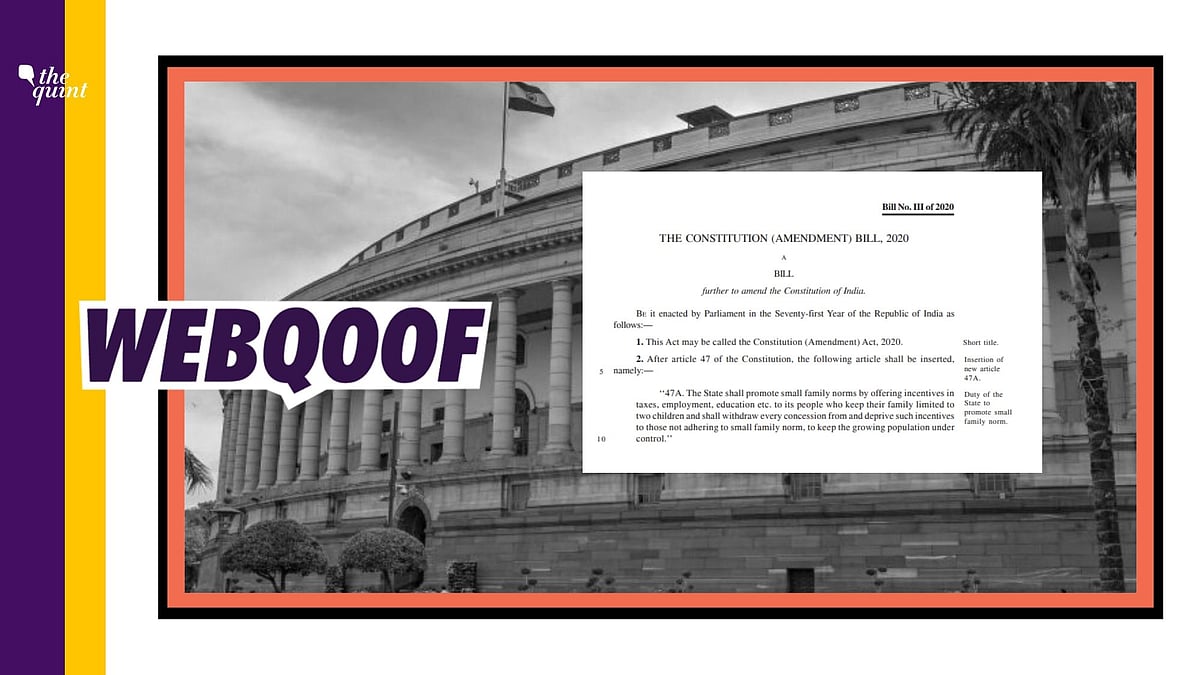 A viral message falsely claimed that the Constitution (Amendment) Bill has been introduced as a government bill in the Rajya Sabha.