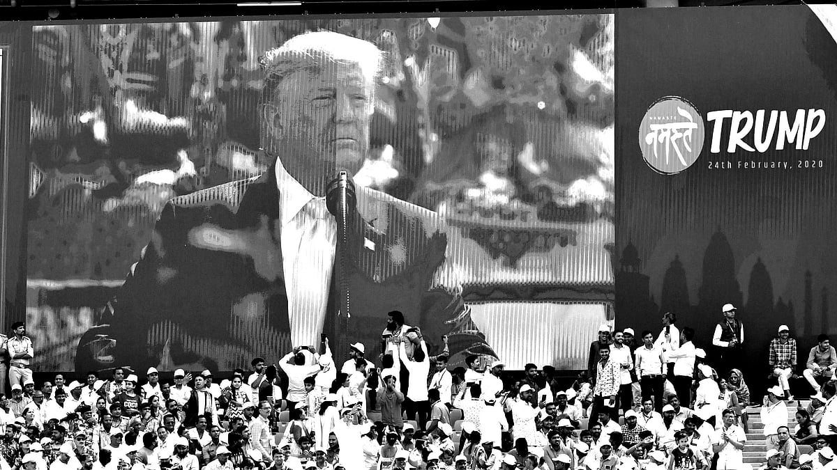Donald Trump at the Motera stadium in Ahmedabad.