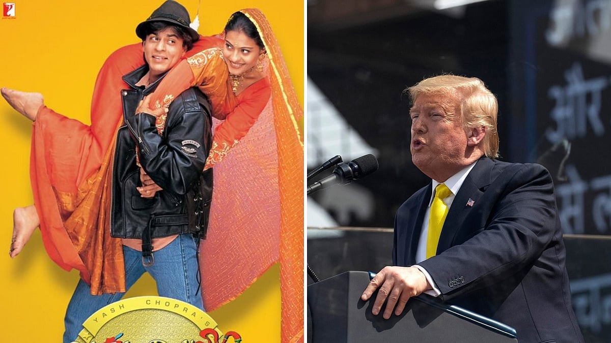 Donald Trump speaks at the ‘Namaste Trump’ event in Gujarat.