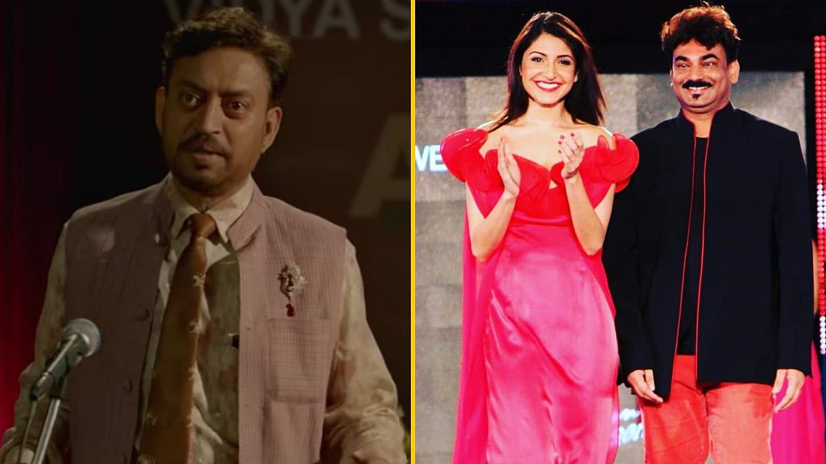 Irrfan Khan in a still from <i>Angrezi Medium</i>; Anushka Sharma with Wendell Rodricks.