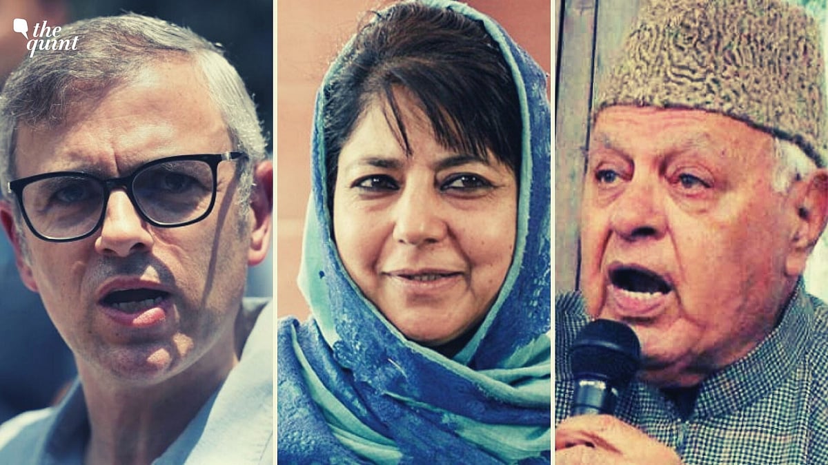 Omar Abdullah (left), Mehbooba Mufti (centre) and Dr Farooq Abdullah.