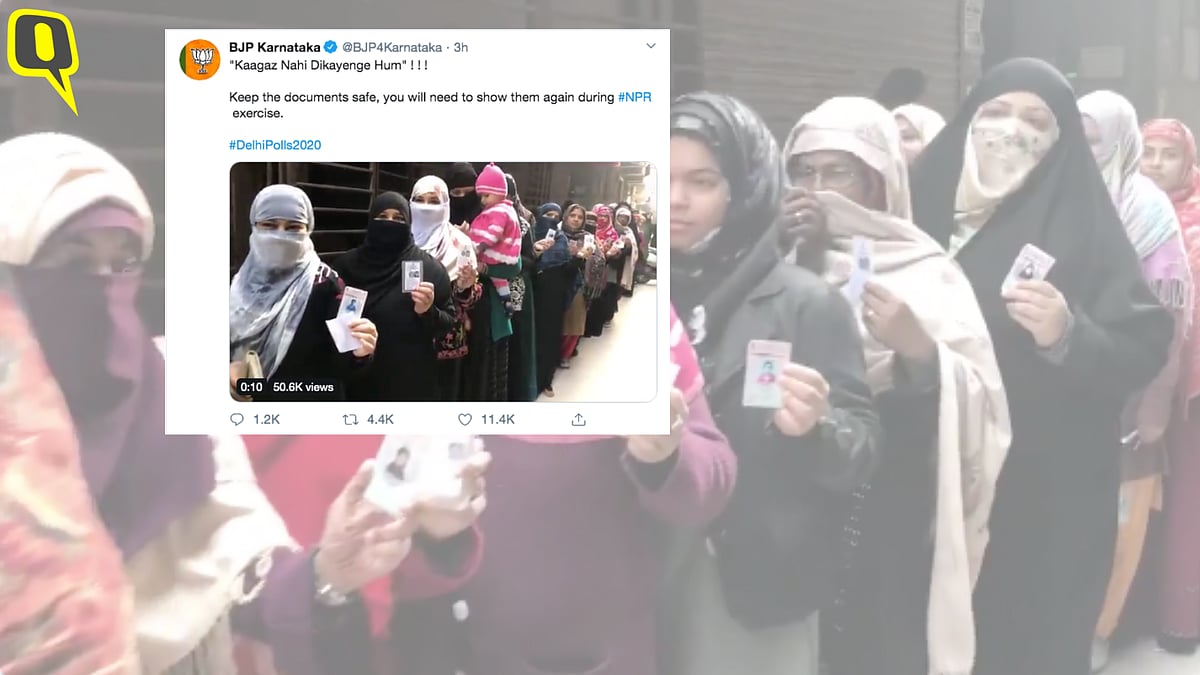 A tweet by BJP Karnataka not only mocked women at Shaheen Bagh who turned out to vote on 8 February but also appeared to contradict the government’s official stance on NPR.&nbsp;