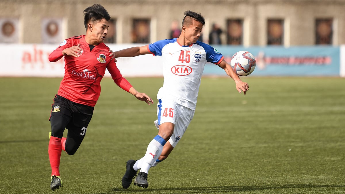 Naorem Roshan Singh (right) enjoyed a great debut for Bengaluru FC as he provided the assist for Thongkhosiem Haokip’s second-half strike as the side beat Paro FC in their AFC Cup encounter.