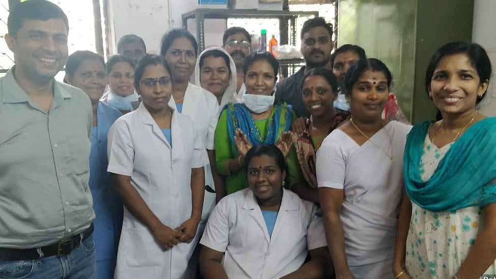 Doctors, nurses and support staff at the Pathanamthitta General Hospital, who have been treating patients infected with coronavirus. 