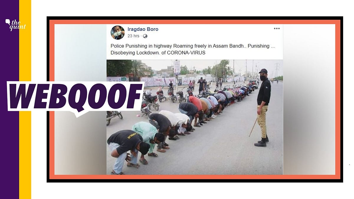 An image of a cop punishing people is being circulated with a claim that it is from Assam, showing a policeman allegedly punishing lockdown violators.