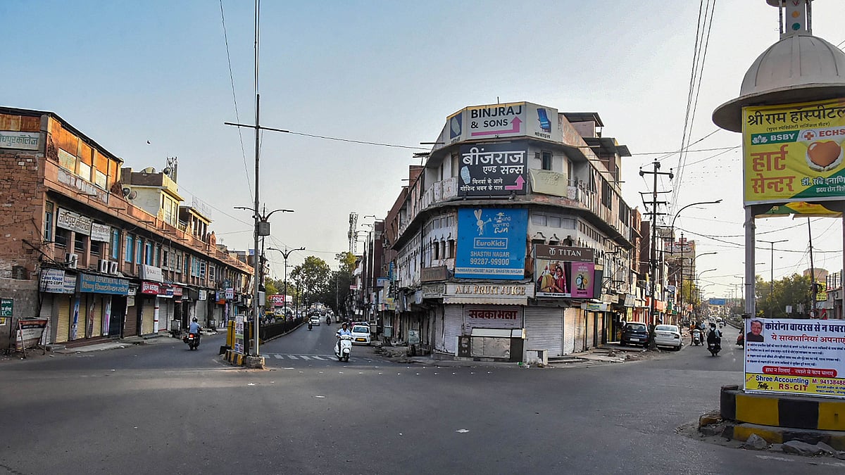 A deserted view of a market in Jodhpur in Rajasthan, amid the coronavirus pandemic outbreak in India. 