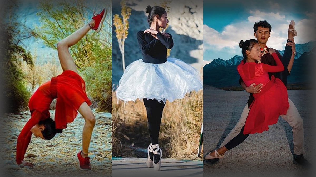 Kids dance at different landscapes in Ladakh