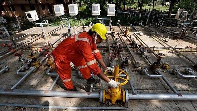 An ONGC employee at work. 