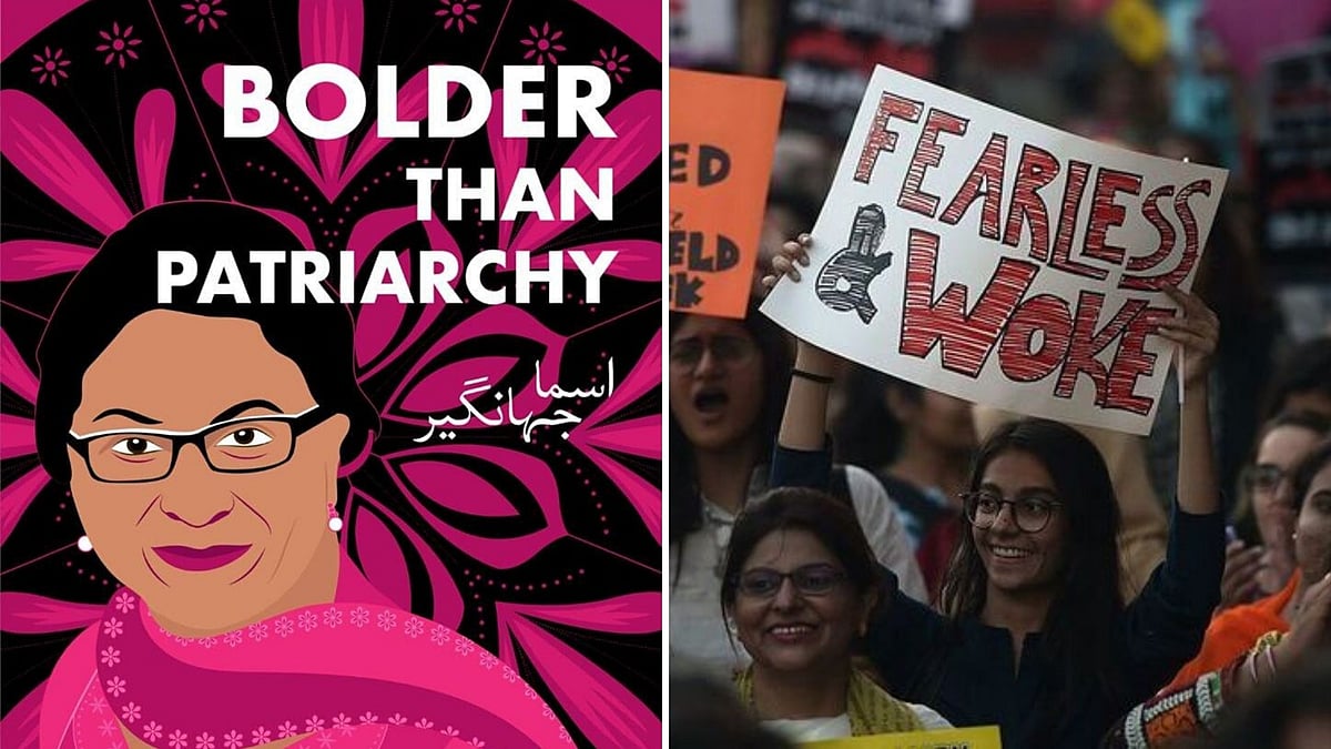 An ‘Aurat March’ poster (L); Aurat March 2019 (R)