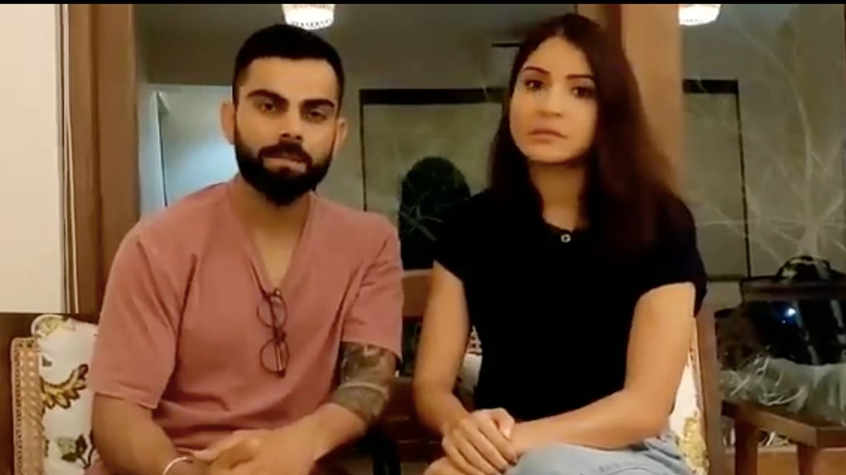 Virat Kohli and Anushka Sharma urge fans to stay at home.&nbsp;